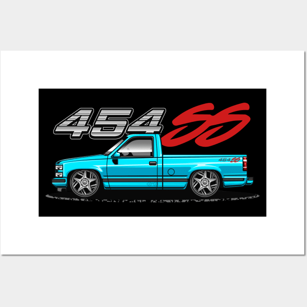 Chevy 454 SS Pickup Truck (Windsor Blue) Wall Art by Jiooji Project